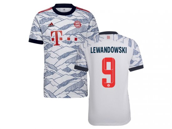 Club Bayern Munich #9 Robert Lewandowski Third White 2021/22 Soccer Jersey