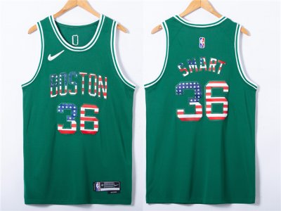 Boston Celtics #36 Marcus Smart Green US Flag Number Swingman Jersey