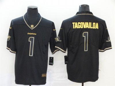 Miami Dolphins #1 Tua Tagovailoa Black Gold Vapor Limited Jersey