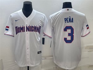 Dominican Republic #3 Jeremy Pena White 2023 World Baseball Classic Jersey