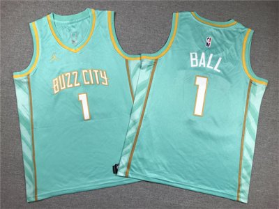 Youth Charlotte Hornets #1 LaMelo Ball 2023-24 Teal City Edition Swingman Jersey