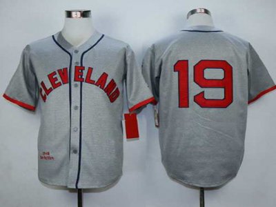 Cleveland Indians #19 Bob Feller 1948 Throwback Gray Jersey
