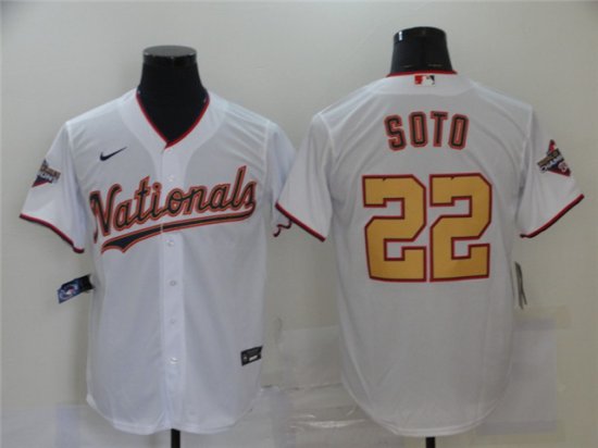 Washington Nationals #22 Juan Soto White 2020 Gold Program Cool Base Jersey