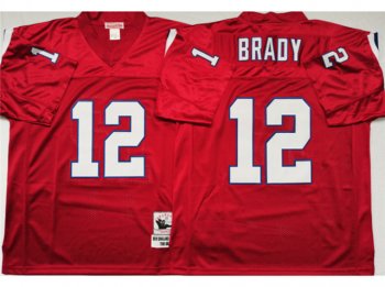 New England Patriots #12 Tom Brady Throwback Red Jersey