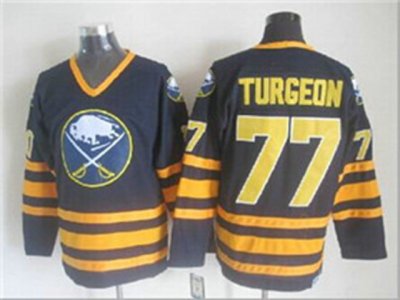 Buffalo Sabres #77 Pierre Turgeon CCM Vintage Navy Blue Jersey