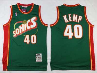 Seattle SuperSonics #40 Shawn Kemp 1995-96 Green Hardwood Classics Jersey