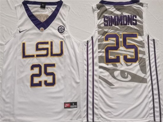 NCAA LSU Tigers #25 Ben Simmons White College Basketball Jersey
