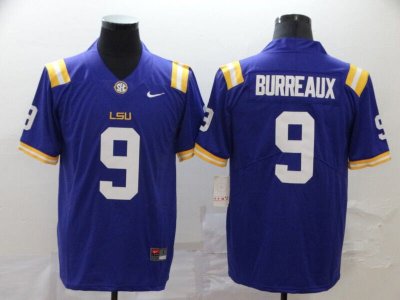 NCAA LSU Tigers #9 Joe Burreaux Purple College Football Jersey