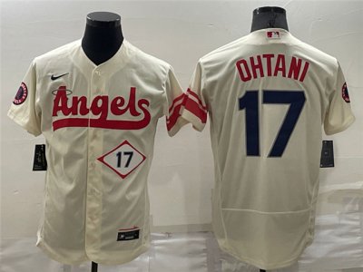 Los Angeles Angels #17 Shohei Ohtani Cream 2022 City Connect Flex Base Jersey