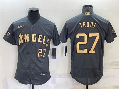 Los Angeles Angels #27 Mike Trout Charcoal 2022 MLB All-Star Game Flex Base Jersey