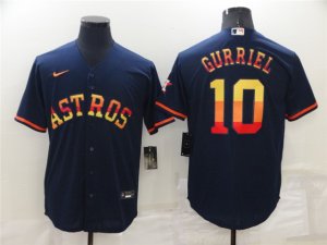 Houston Astros #10 Yuli Gurriel Navy/Rainbow Cool Base Jersey