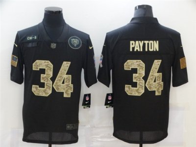 Chicago Bears #34 Walter Payton 2020 Black Camo Salute To Service Limited Jersey