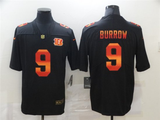 Cincinnati Bengals #9 Joe Burrow Black Colorful Fashion Limited Jersey