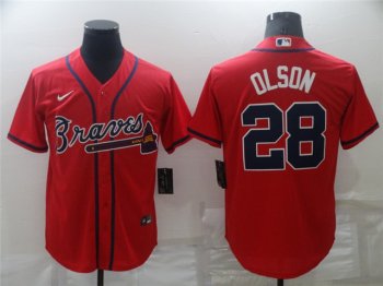 Atlanta Braves #28 Matt Olson Red Cool Base Jersey