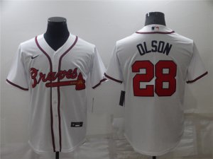 Atlanta Braves #28 Matt Olson White Cool Base Jersey