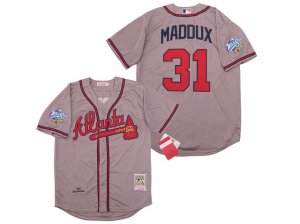 Atlanta Braves #31 Greg Maddux 1999 World Series Gray Throwback Jersey