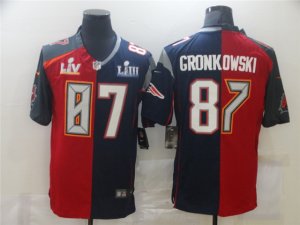 Tampa Bay Buccaneers #87 Rob Gronkowski Split Red/Navy Super Bowl LV/LIII Jersey