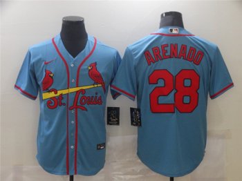 St. Louis Cardinals #28 Nolan Arenado Light Blue Cool Base Jersey