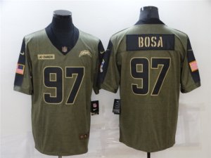 Los Angeles Chargers #97 Joey Bosa 2021 Olive Salute To Service Limited Jersey