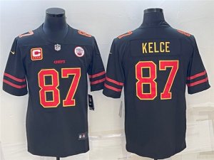 Kansas City Chiefs #87 Travis Kelce Black Gold Vapor Limited Jersey