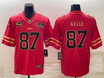 Kansas City Chiefs #87 Travis Kelce Red Gold Vapor Limited Jersey
