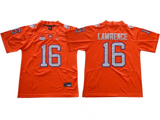 NCAA Clemson Tigers #16 Trevor Lawrence Orange College Football Jersey