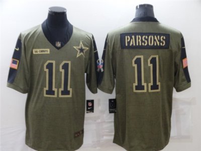 Dallas Cowboys #11 Micah Parsons 2021 Olive Salute To Service Limited Jersey