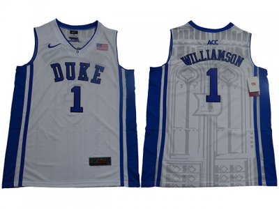 Duke Blue Devils #1 Zion Williamson White College Basketball Jersey