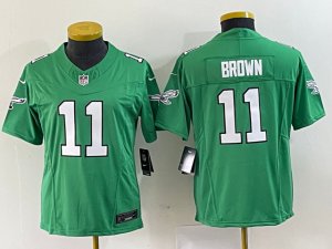 Womens Philadelphia Eagles #11 A.J. Brown Kelly Green Vapor F.U.S.E. Limited Jersey