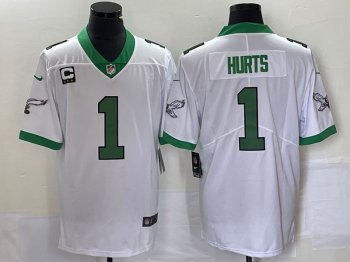 Philadelphia Eagles #1 Jalen Hurts Kelly White Vapor Limited Jersey