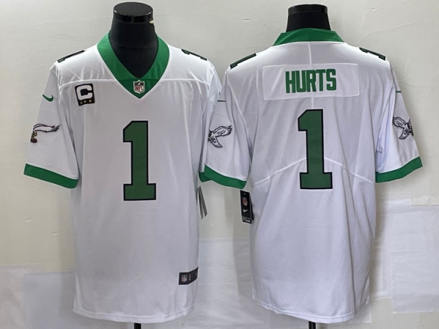 Philadelphia Eagles #1 Jalen Hurts Kelly White Vapor Limited Jersey - Click Image to Close