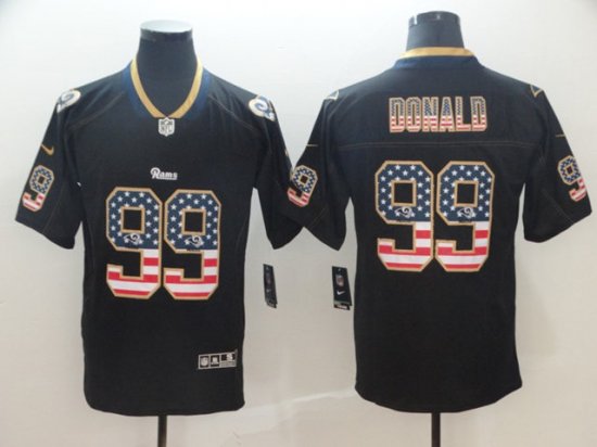 Los Angeles Rams #99 Aaron Donald Black USA Flag Fashion Limited Jersey ...