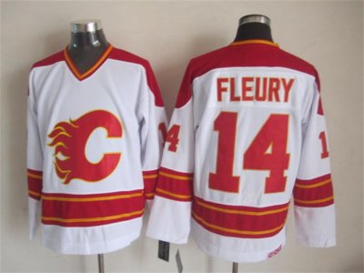 Calgary Flames #14 Theoren Fleury 1989 CCM Vintage White Jersey