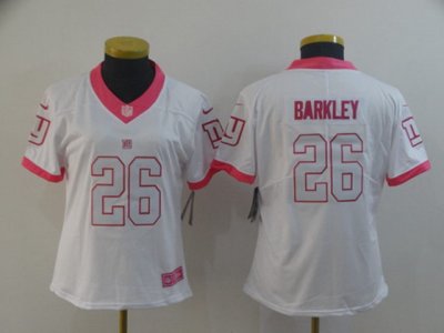 Women's New York Giants #26 Saquon Barkley White&pink Fashion Vapor Limited Jersey