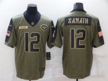 New York Jets #12 Joe Namath 2021 Olive Salute To Service Limited Jersey