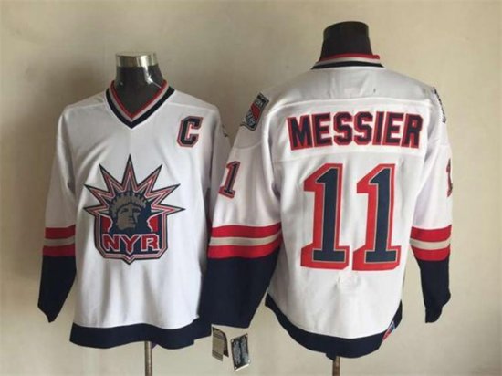 New York Rangers #11 Mark Messier 1998 CCM Liberty Logo White Jersey