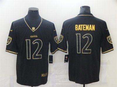 Baltimore Ravens #12 Rashod Bateman Black Gold Vapor Limited Jersey