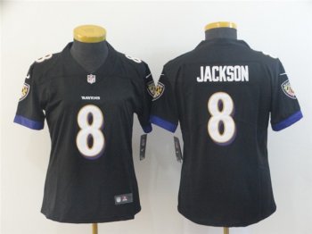 Women's Baltimore Ravens #8 Lamar Jackson Black Vapor Limited Jersey