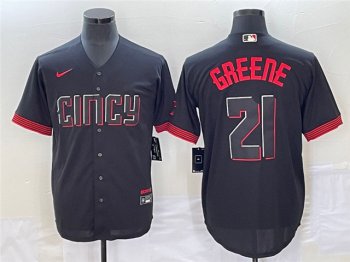 Cincinnati Reds #21 Hunter Greene Black 2023 City Connect Jersey