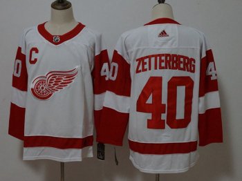 Detroit Red Wings #40 Henrik Zetterberg White Jersey