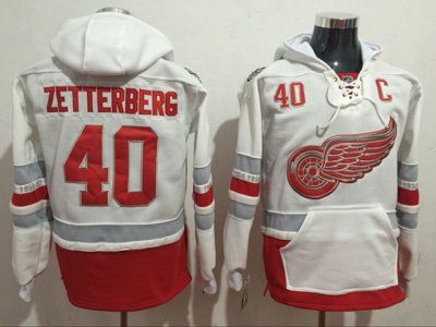 Detroit Red Wings #40 Henrik Zetterberg White Hoodie