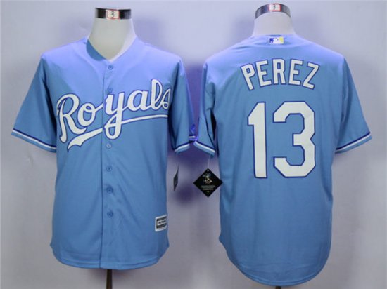 Kansas City Royals #13 Salvador Perez Light Blue Cool Base Jersey