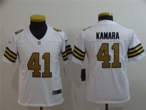 Youth New Orleans Saints #41 Alvin Kamara White Color Rush Limited Jersey