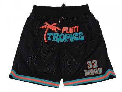 Flint Tropics #33 Jackie Moon Black Basketball Shorts