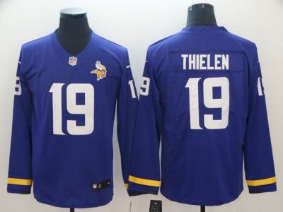 Minnesota Vikings #19 Adam Thielen Blue Therma Long Sleeve Jersey
