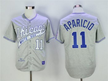 Chicago White Sox #11 Luis Aparicio Throwback Grey Jersey