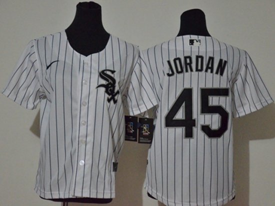 Youth Chicago White Sox #45 Michael Jordan White Cool Base Jersey