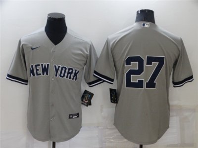 New York Yankees #27 Giancarlo Stanton Gray Without Name Cool Base Jersey