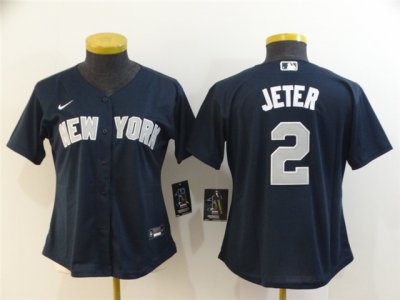 Women's New York Yankees #2 Derek Jeter Navy Cool Base Jersey