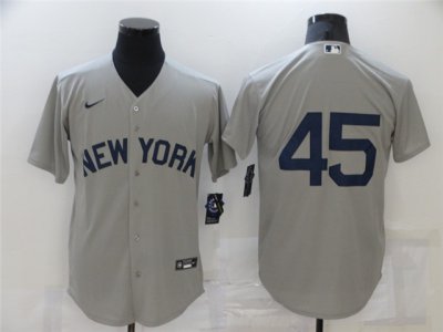 New York Yankees #45 Gerrit Cole Gray Field of Dreams Cool Base Jersey